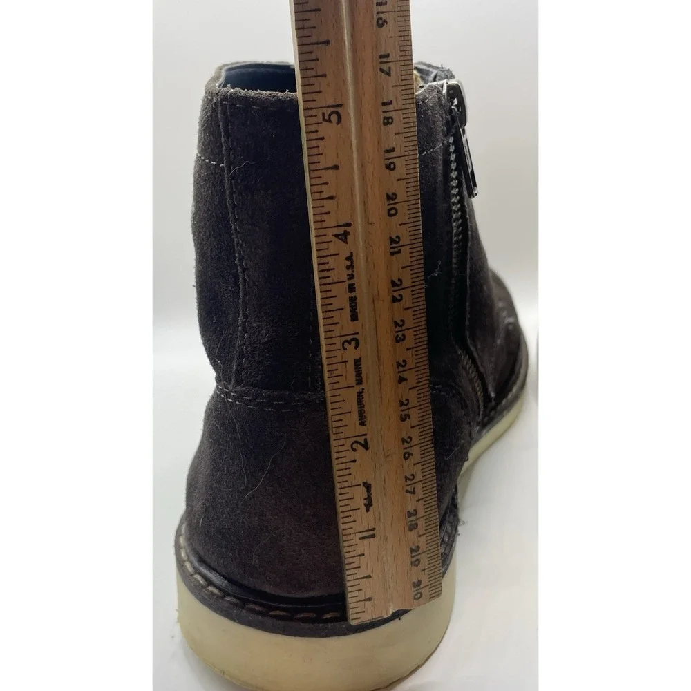 Crown Vintage Suede Ankle Boots Mens Sz 10 Brown Side Zip Laces Casual Classic